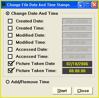 change file dates times